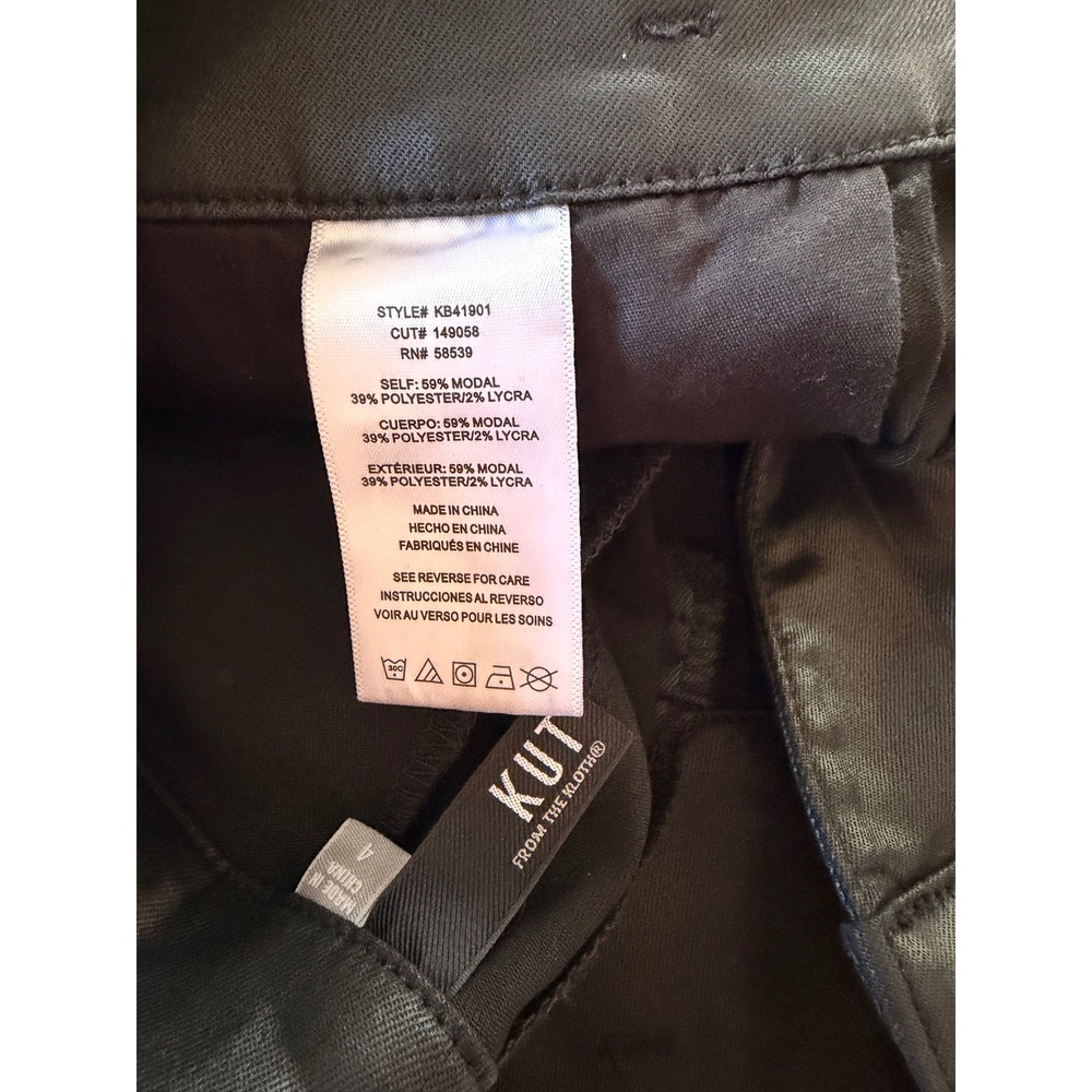 Kut from the Kloth Black Vegan Leather Pleated Tapered Pants KB41901 Mens‎ 4 - Picture 7 of 7